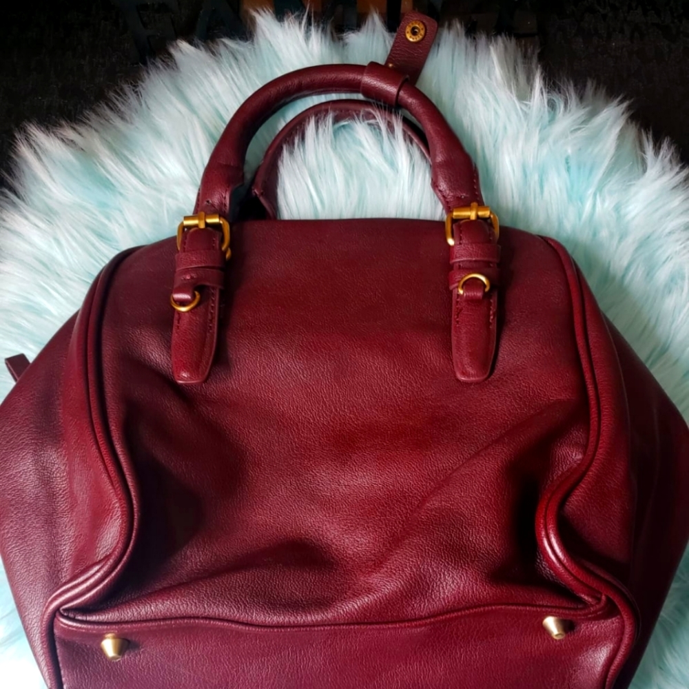 Large Maroon Leather Handbag